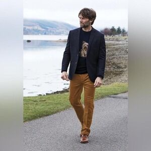 M. Gordon‎ Men's Vintage Corduroy Pleated Pants W34 L34 Bear Brown 5 Pockets NWT